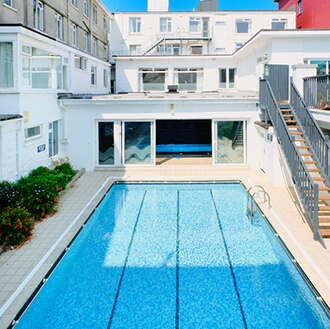 The outdoor pool